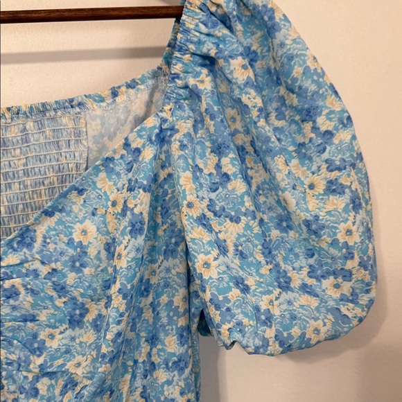 Allegra K Blue Floral Midi Dress - Picture 5 of 10